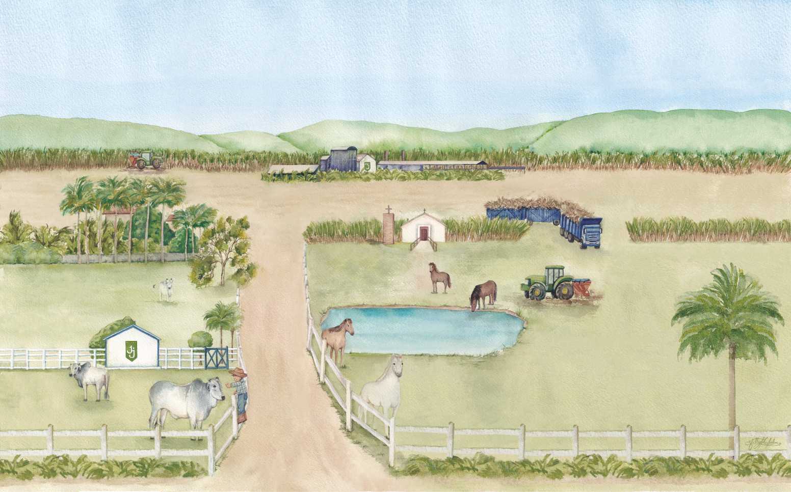 PAPEL DE PAREDE FAZENDA AQUARELA