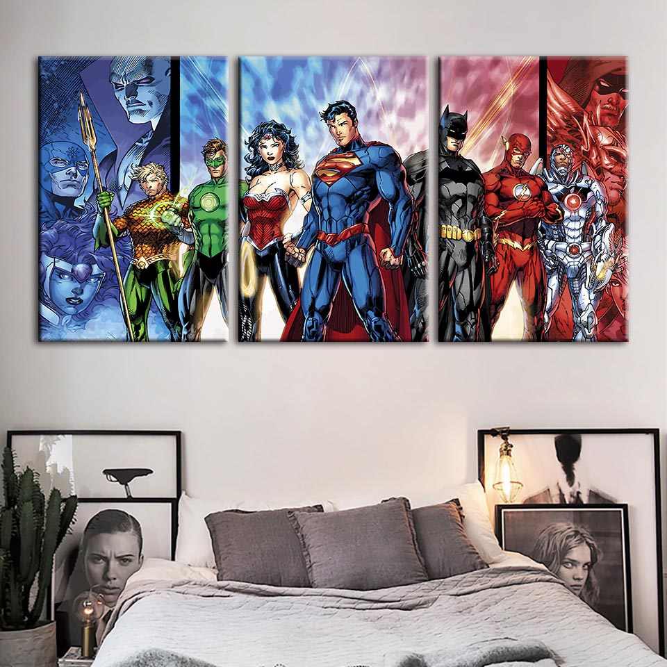 QUADRO LIGA DA JUSTIÇA HEROIS - 150X90