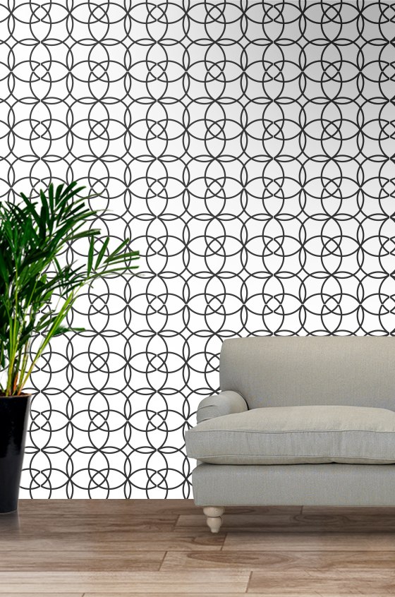 PAPEL DE PAREDE GEOMETRICO PRETO COM BRANCO