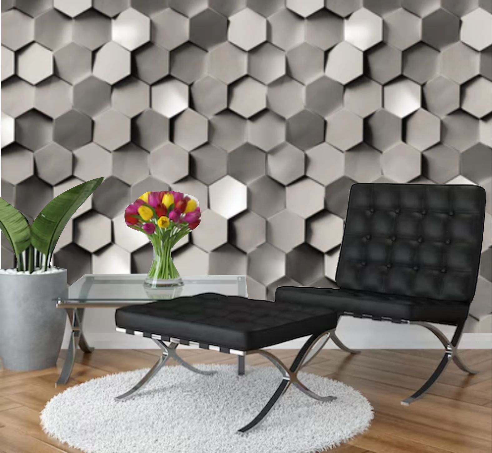 PAPEL DE PARDE hexagonal 3d