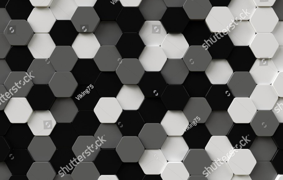 PAPEL DE PARDE hexagonal 3d – PRETO COM BRANCO