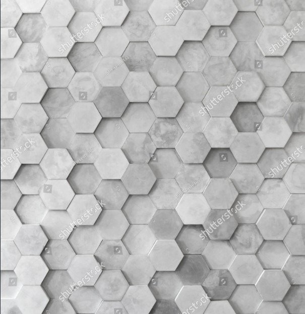 PAPEL DE PARDE hexagonal 3d - EFEITO CONTRETO