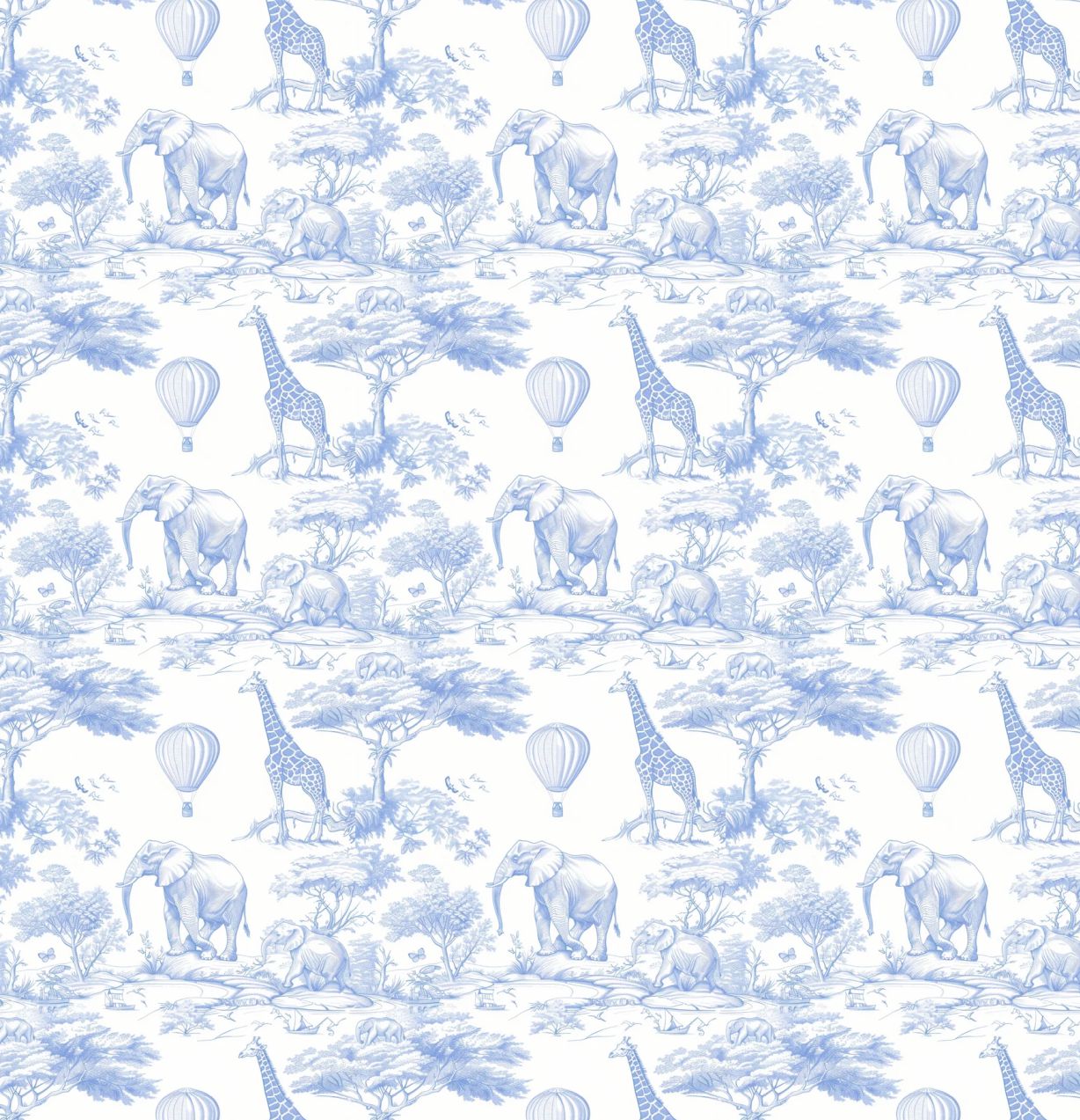 PAPEL DE PAREDE SAFARI VINTAGE VETOR AZUL