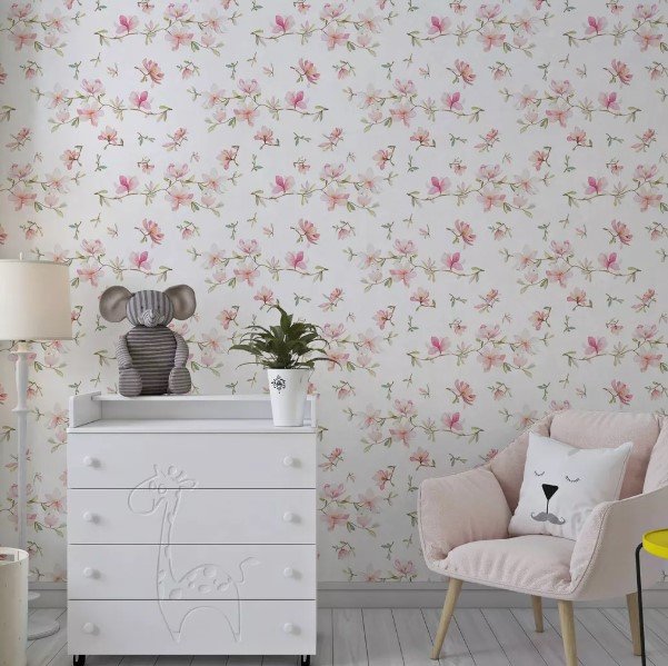 PAPEL DE PAREDE FLORES AQUARELAS ROSAS