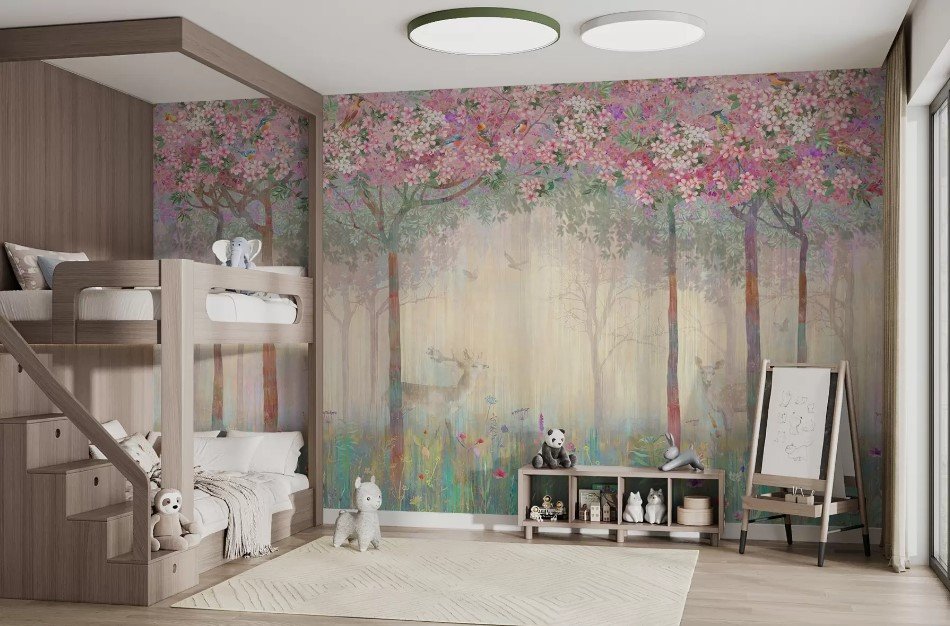 PAPEL DE PAREDE FALORESTA ARVORES FLORES ANIMAIS