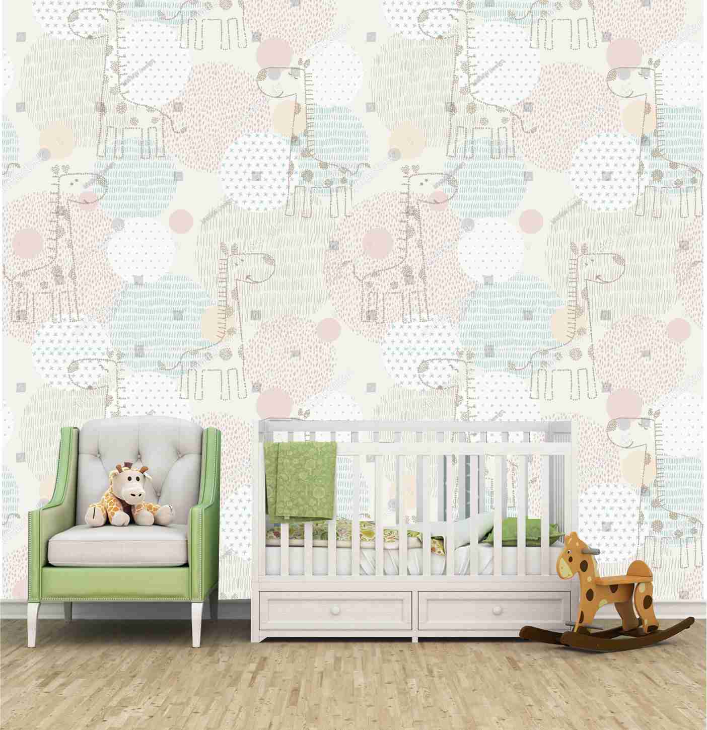 PAPEL DE PAREDE INFANTIL COLOR GIRAFAS