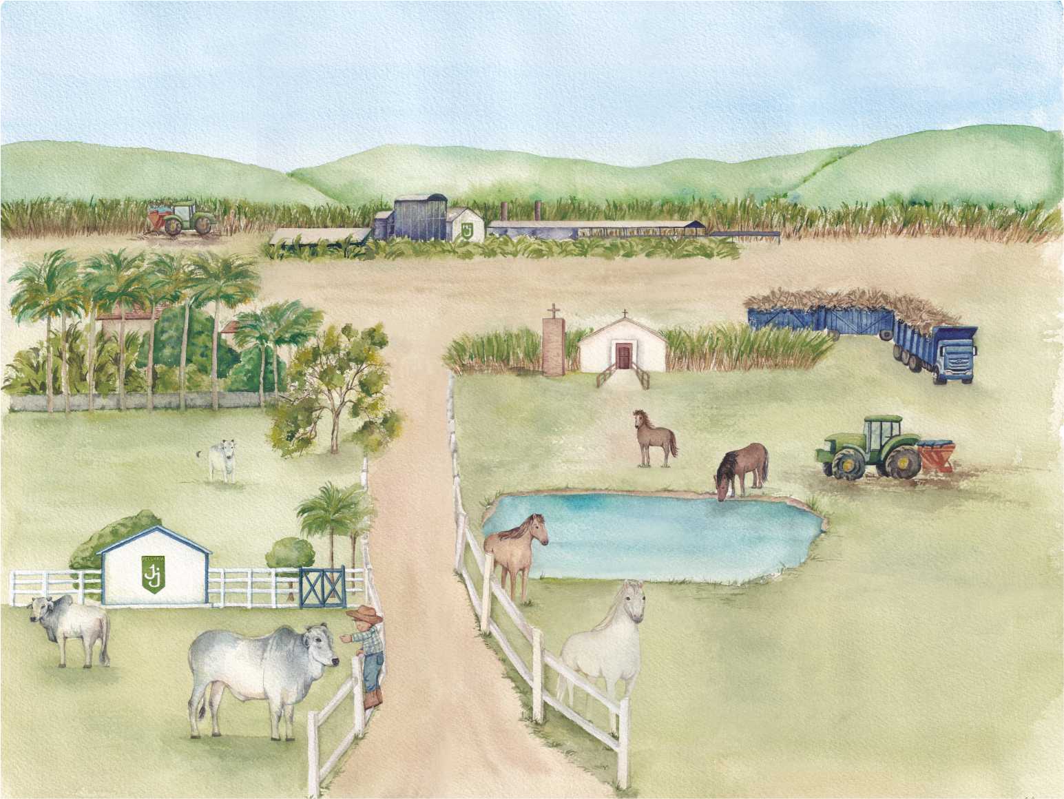 PAPEL DE PAREDE FAZENDA AQUARELA