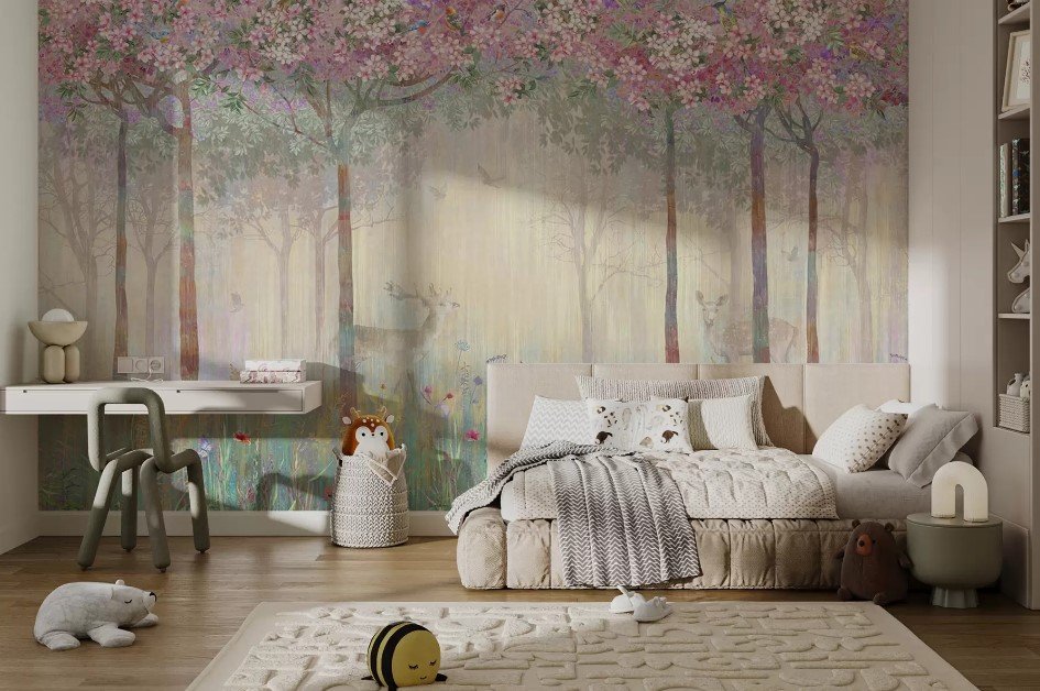 PAPEL DE PAREDE FALORESTA ARVORES FLORES ANIMAIS
