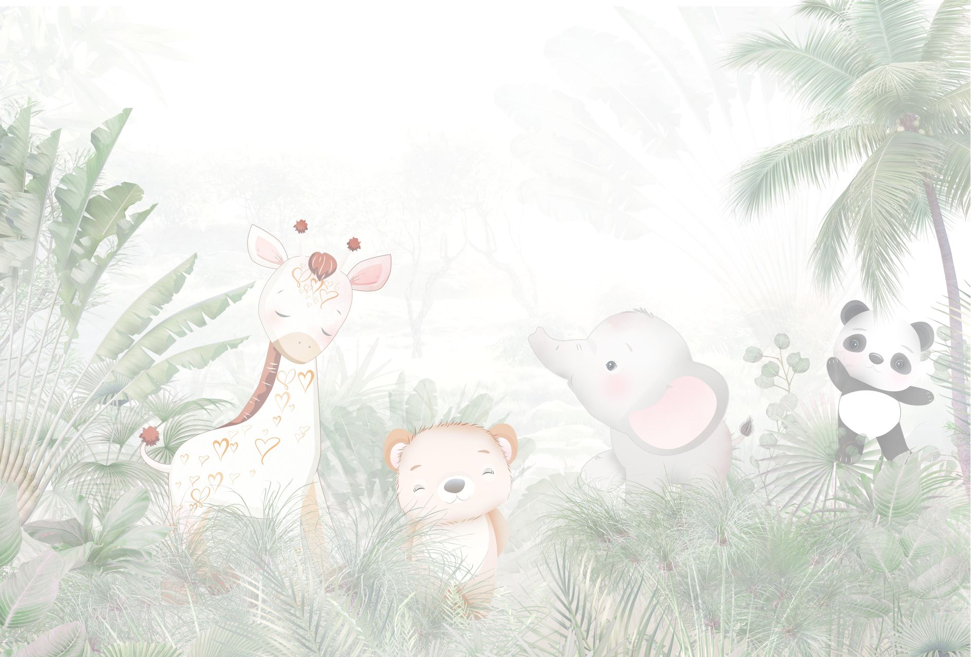 PAPEL DE PAREDE SAFARI INFANTIL DELICADO VERDE