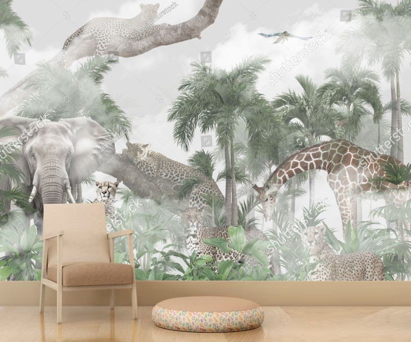 PAPEL DE PARDE SAFARI AQUARELADO PINTURA