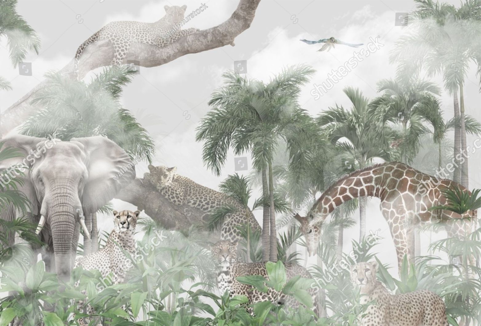 PAPEL DE PARDE SAFARI AQUARELADO PINTURA