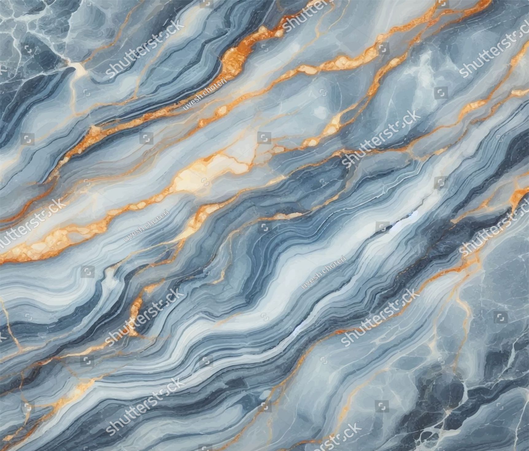 PAPEL DE PAREDE MARMORE TONS AZUL COM DOURADO