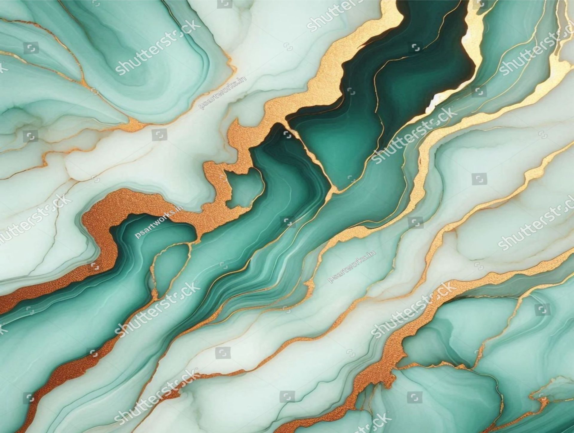 PAPEL DE PAREDE MARMORE VERDE COM DOURADO