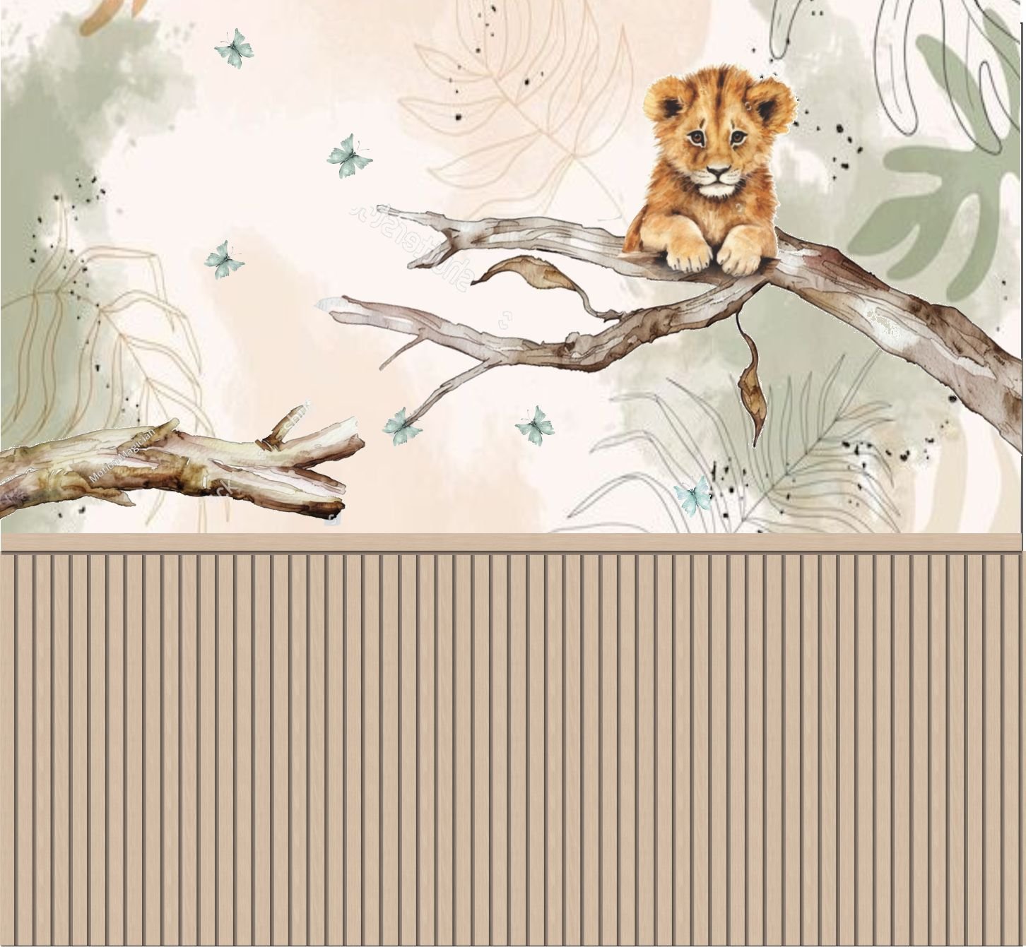 PAPEL DE PAREDE REI LEÃO AQUARELA LEÕES FLORESTA
