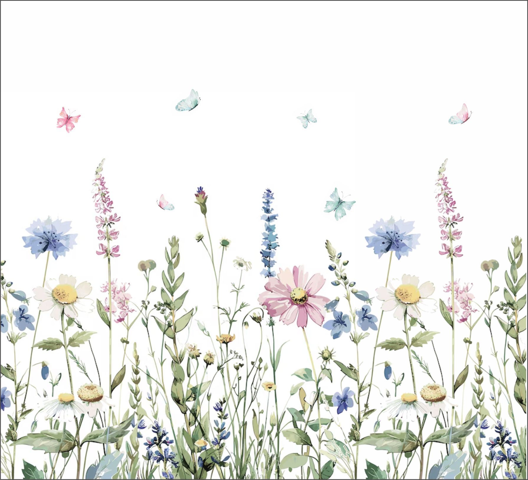 PAPEL DE PAREDE FLORES COM BORBOLETAS