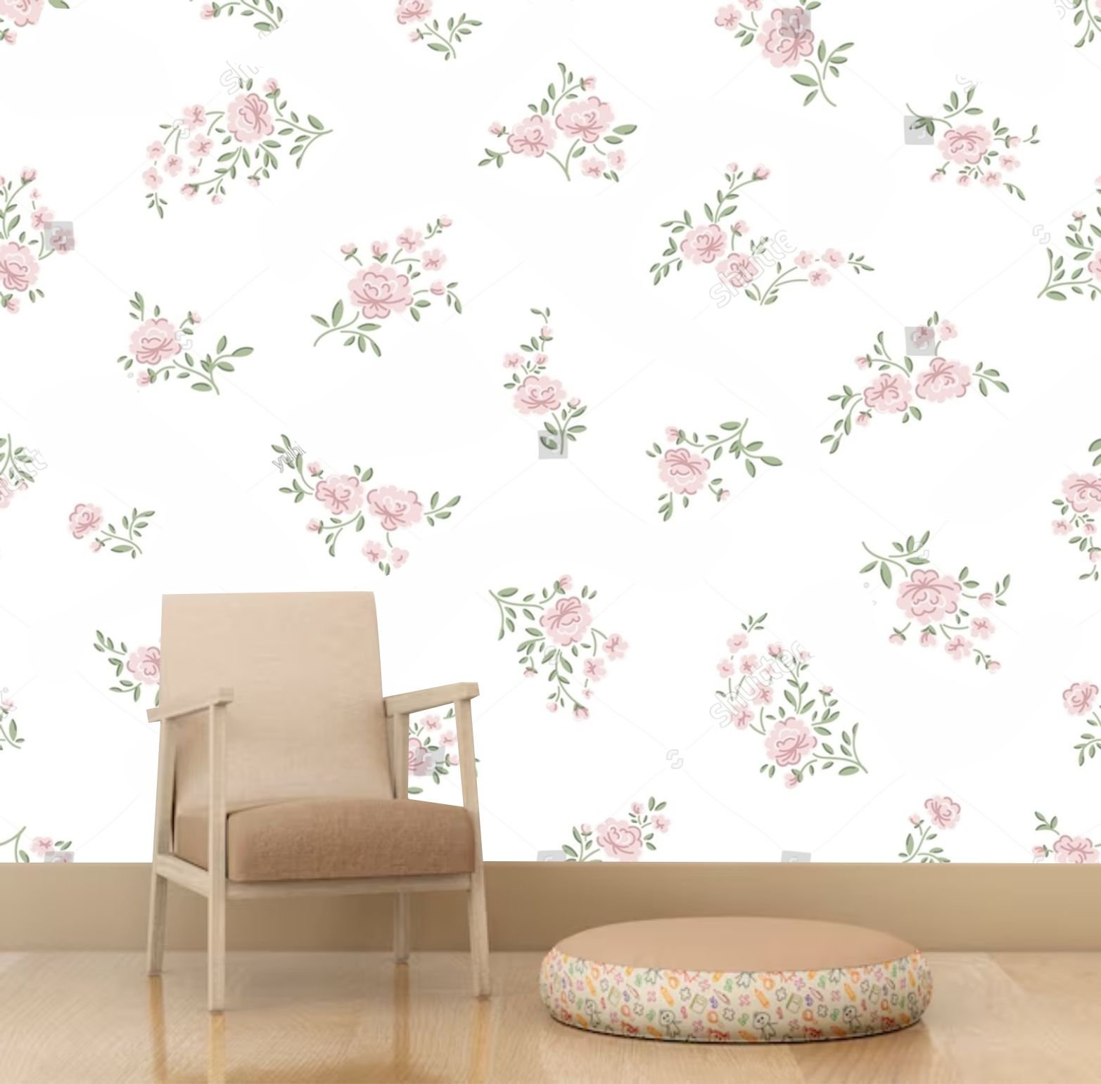 PAPEL DE PAREDE FLORES AQUARELA
