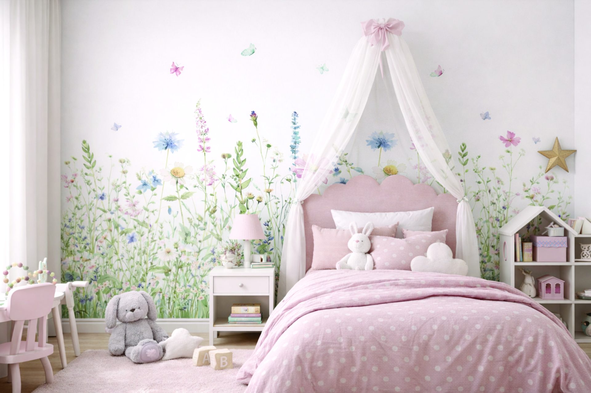 PAPEL DE PAREDE FLORES COM BORBOLETAS