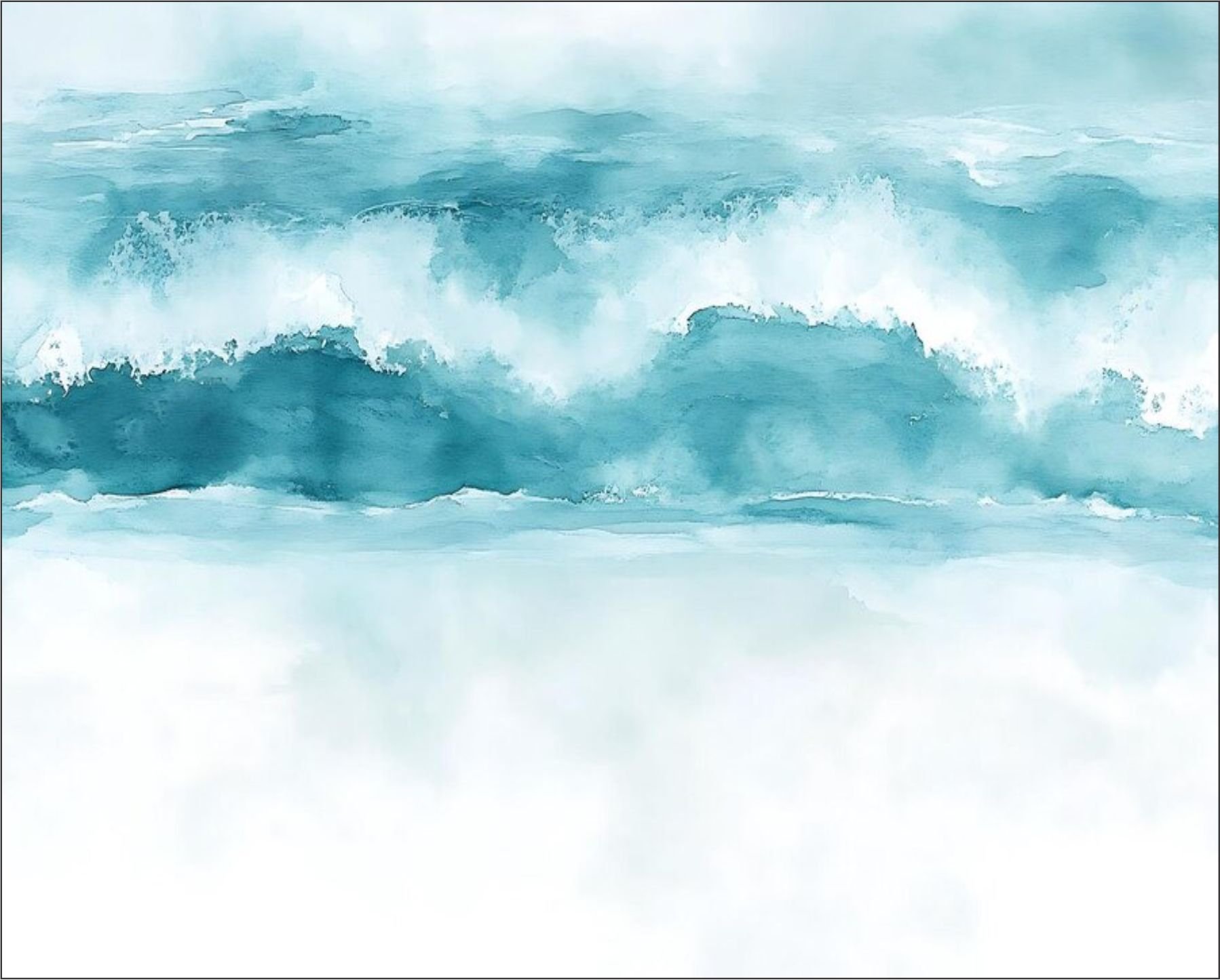 PAPEL DE PAREDE ONDAS DO MAR AQUARELA ABSTRATO