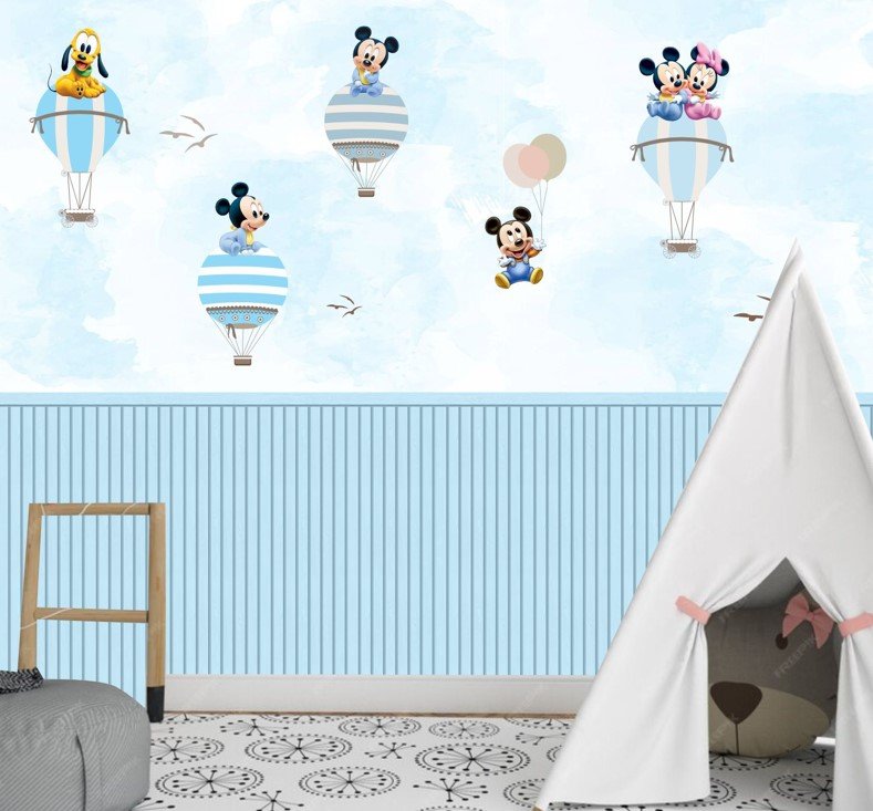 PAPEL DE PARDE mickey mouse baby COM BALOES