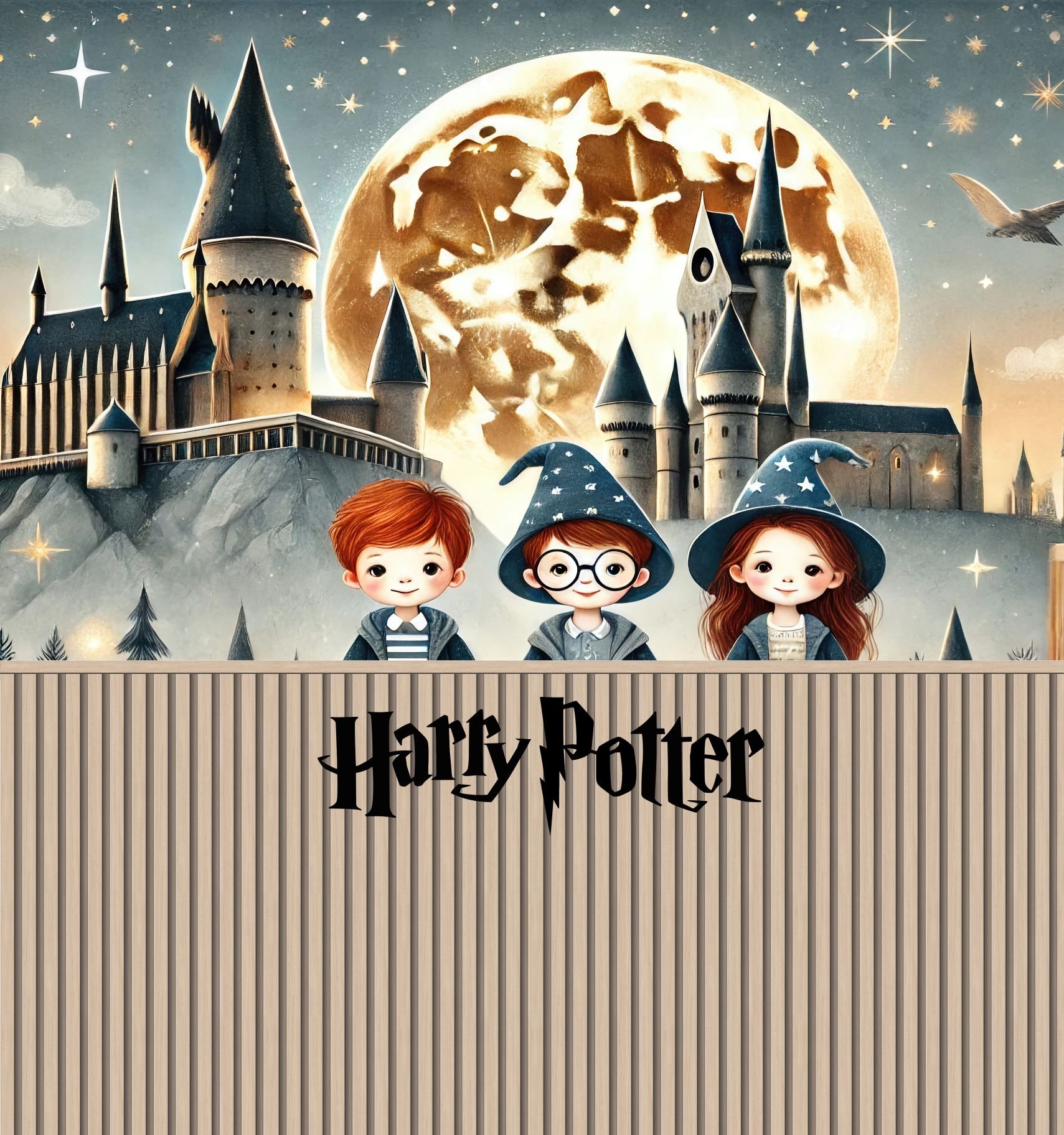 PAPEL DE PAREDE HARRY POTTER com ripado madeira
