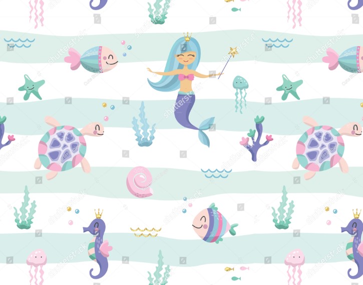 PAPEL DE PAREDE SEREIA FUNDO DO MAR