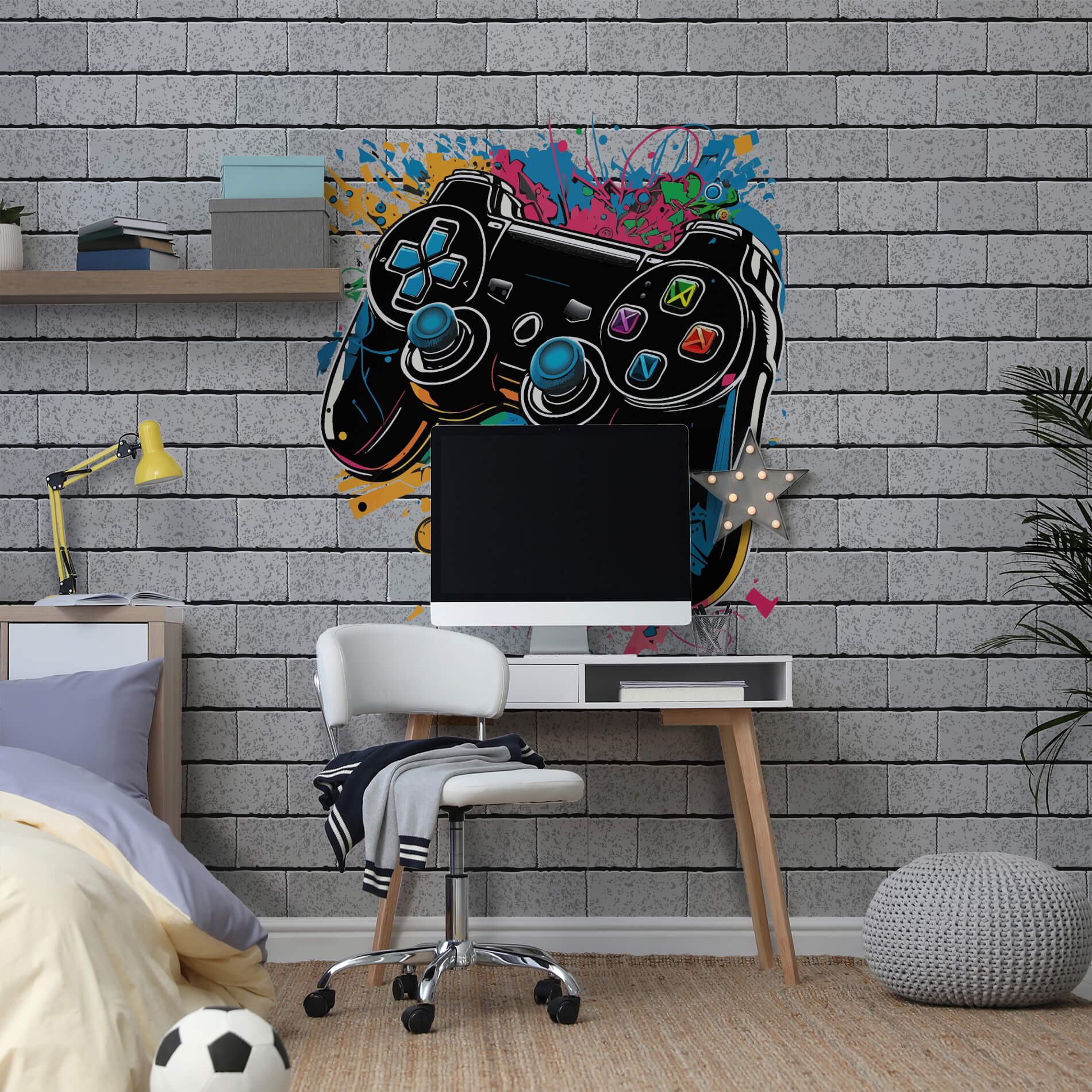 Papel De Parede Video Game Quarto Gamer Joystick Painel