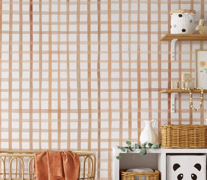 Papel de Parede Vichy Caramelo aquarela