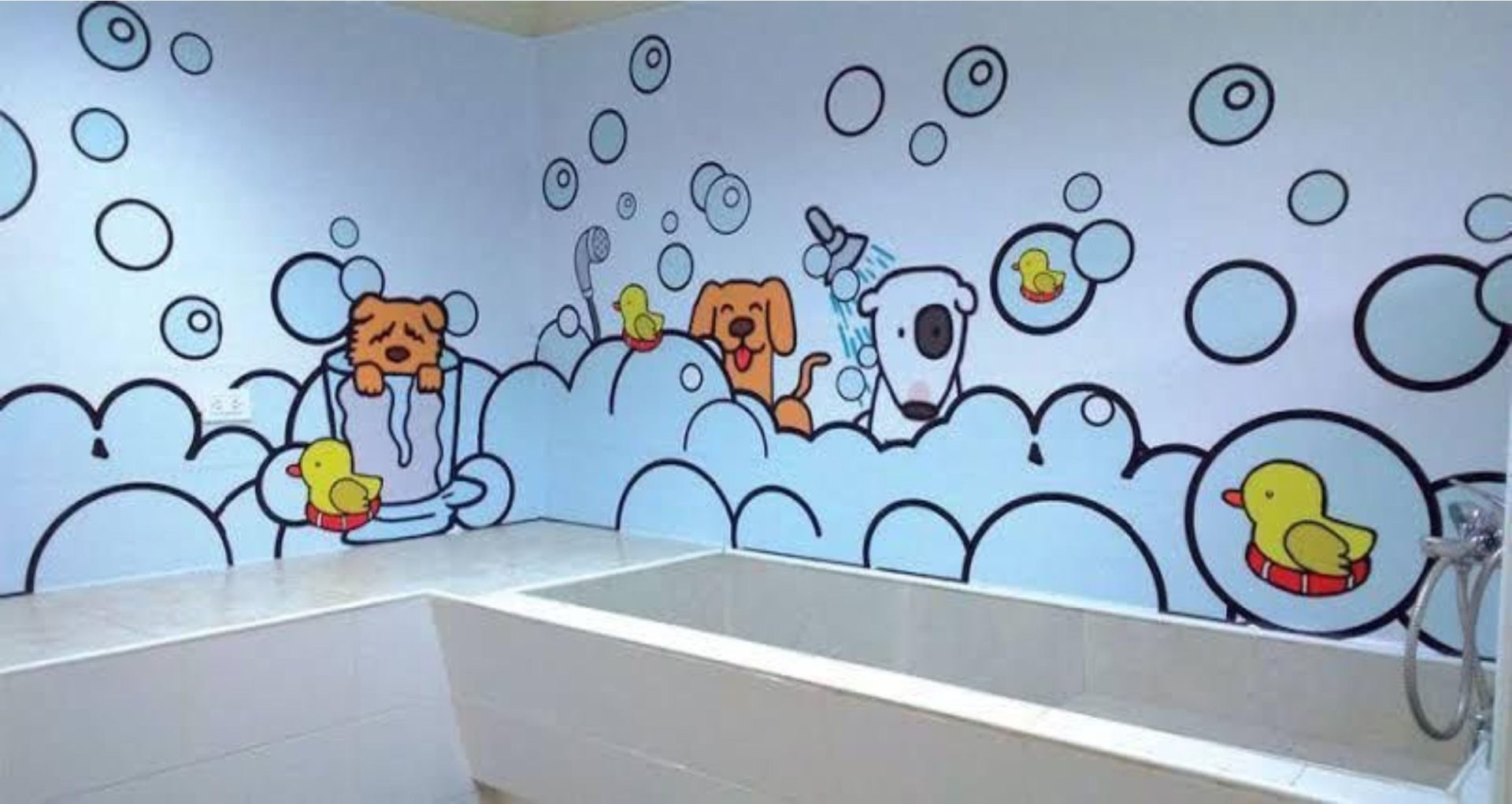 PAPEL DE PAREDE BANHO E TOSA PET SHOP