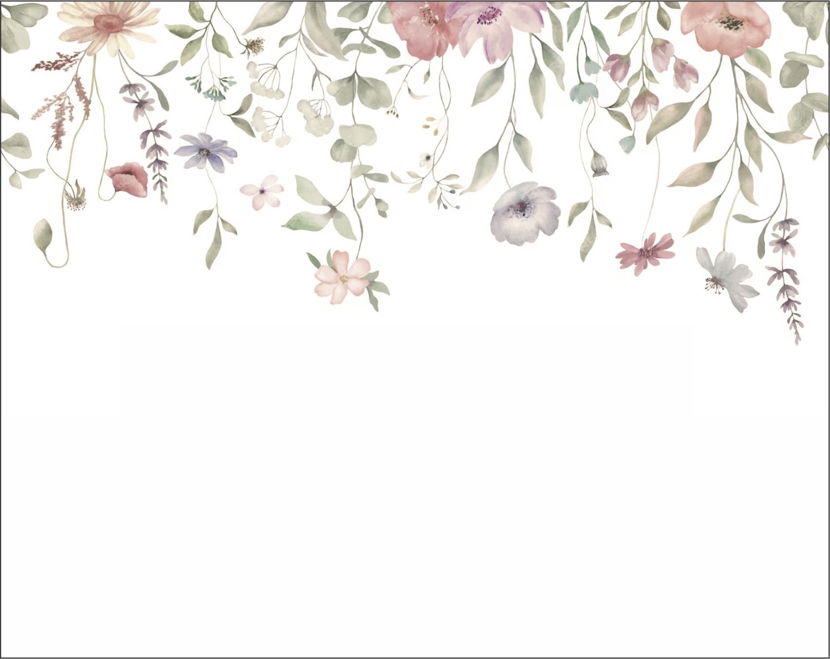 PAPEL PAREDE FLORES FLORAL SAINDO DO TETO AQUARELA