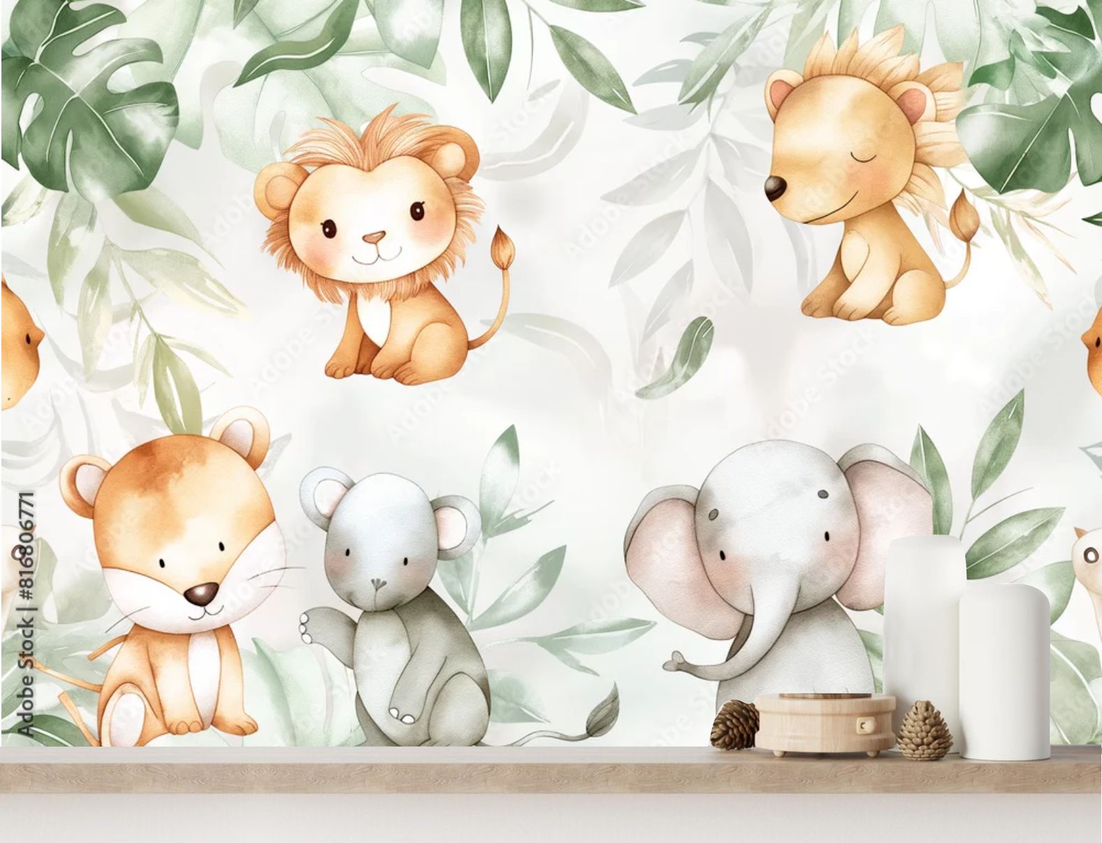 PAPEL DE PAREDE SAFARI AQUARELA