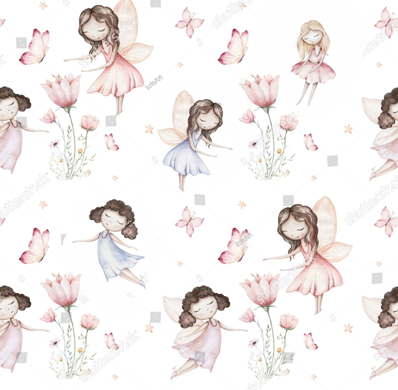 PAPEL DE PAREDE FADAS - FADINHAS AQUARELA
