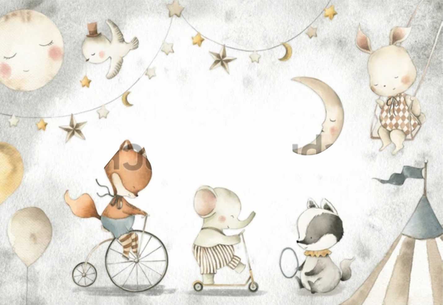 PAPEL PAREDE ANIMAIS AQUARELA SAFARI NOITE
