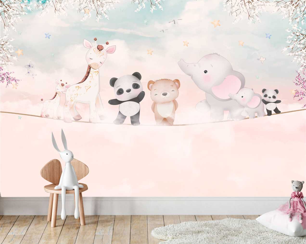 PAPEL PAREDE ANIMAIS NA CORDA