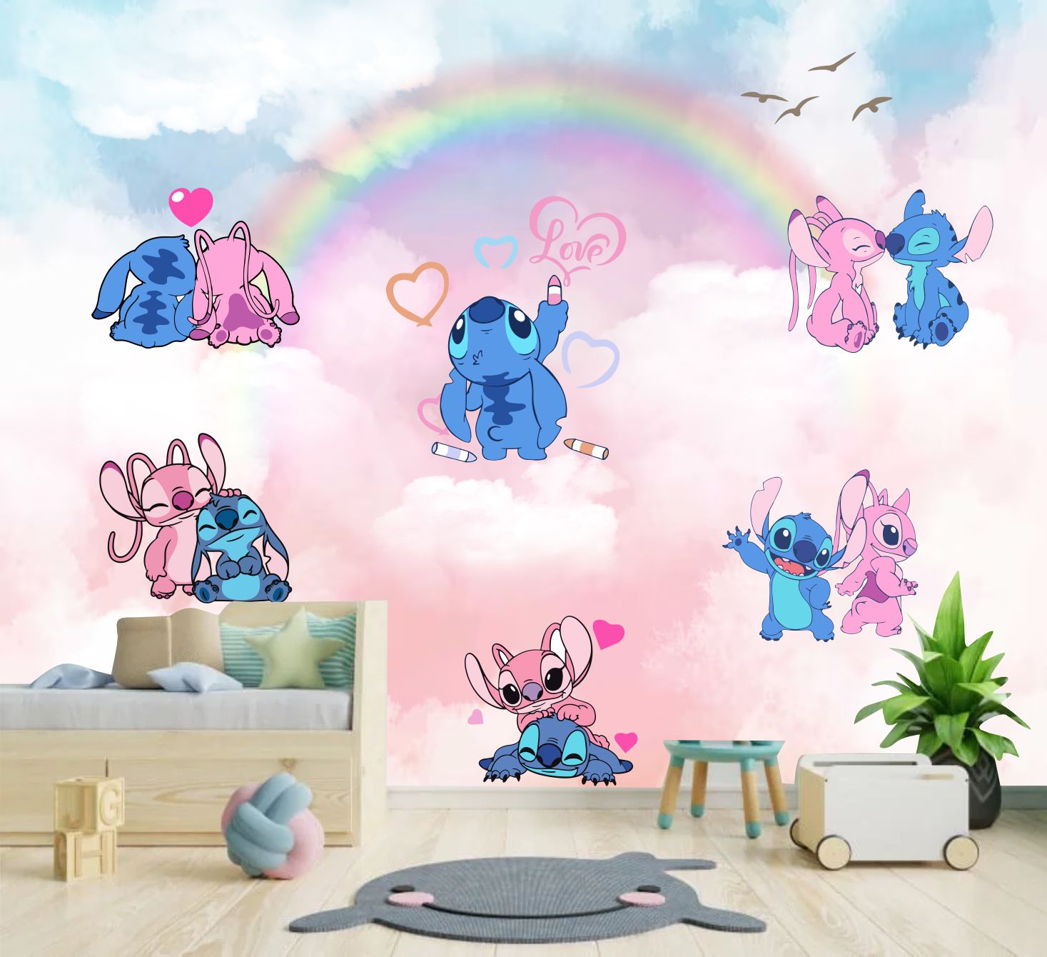 PAPEL DE PAREDE LILO STITCH E ANGEL