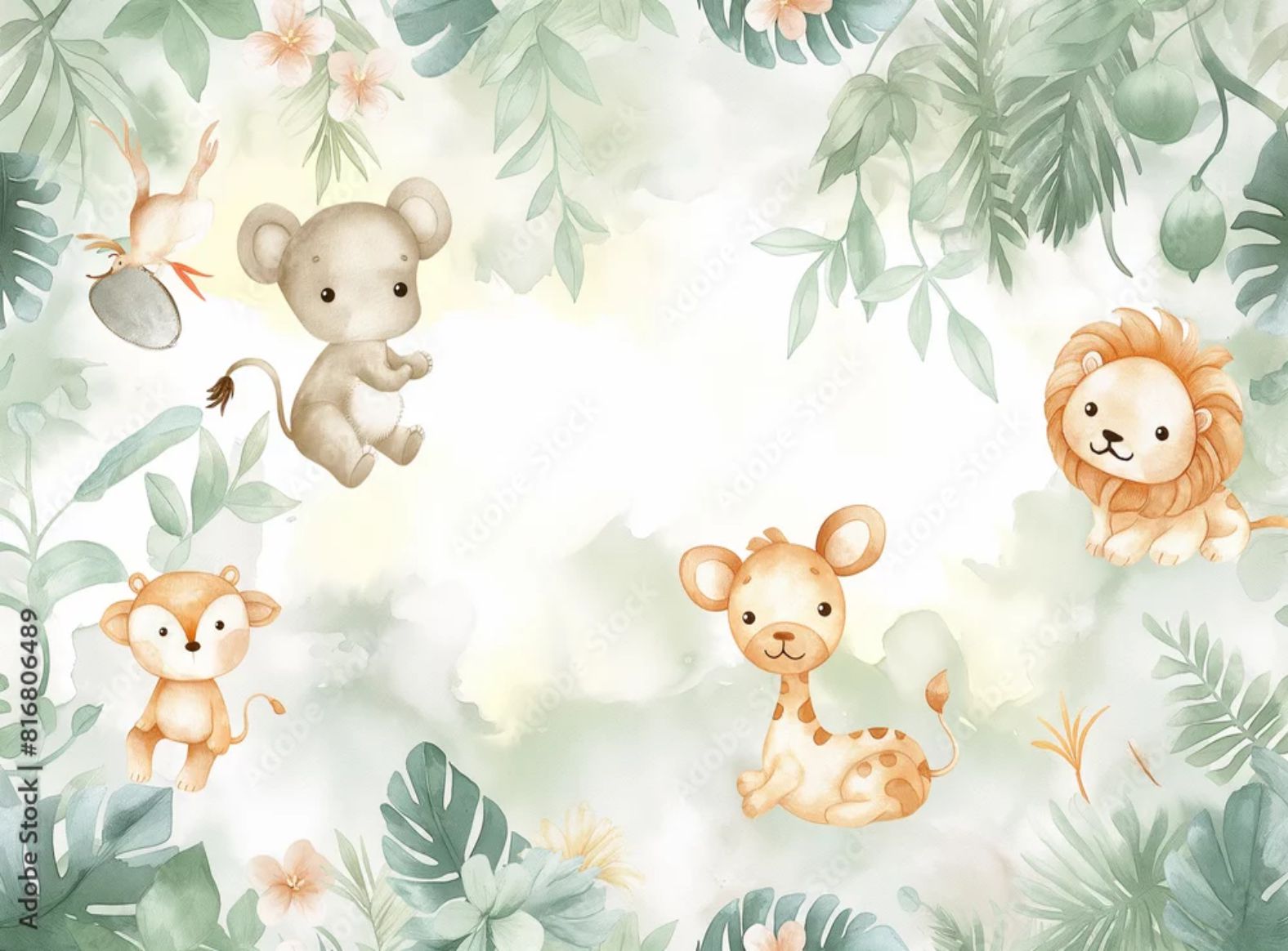 PAPEL DE PAREDE SAFARI INFANTIL NA FLORESTA