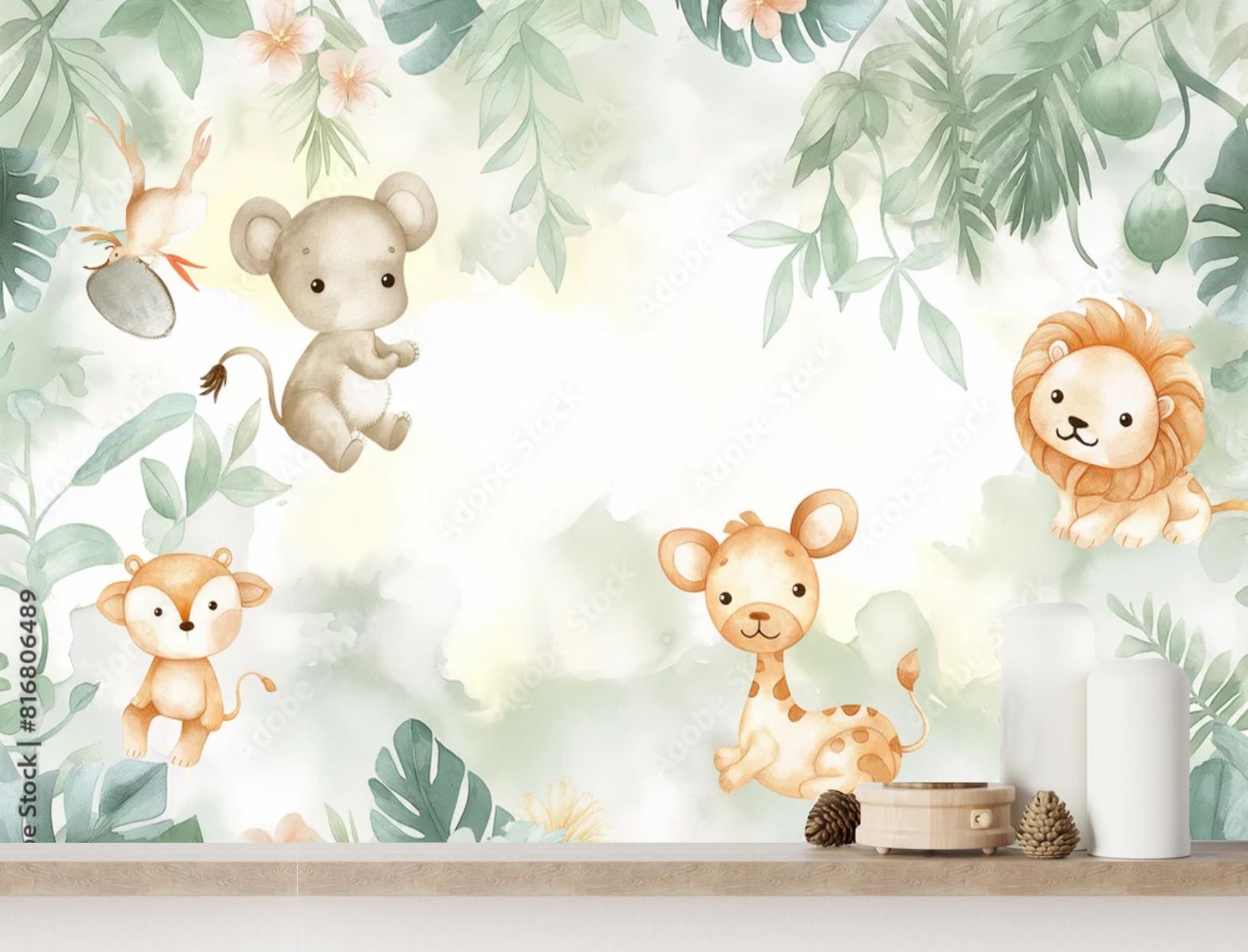 PAPEL DE PAREDE SAFARI INFANTIL NA FLORESTA