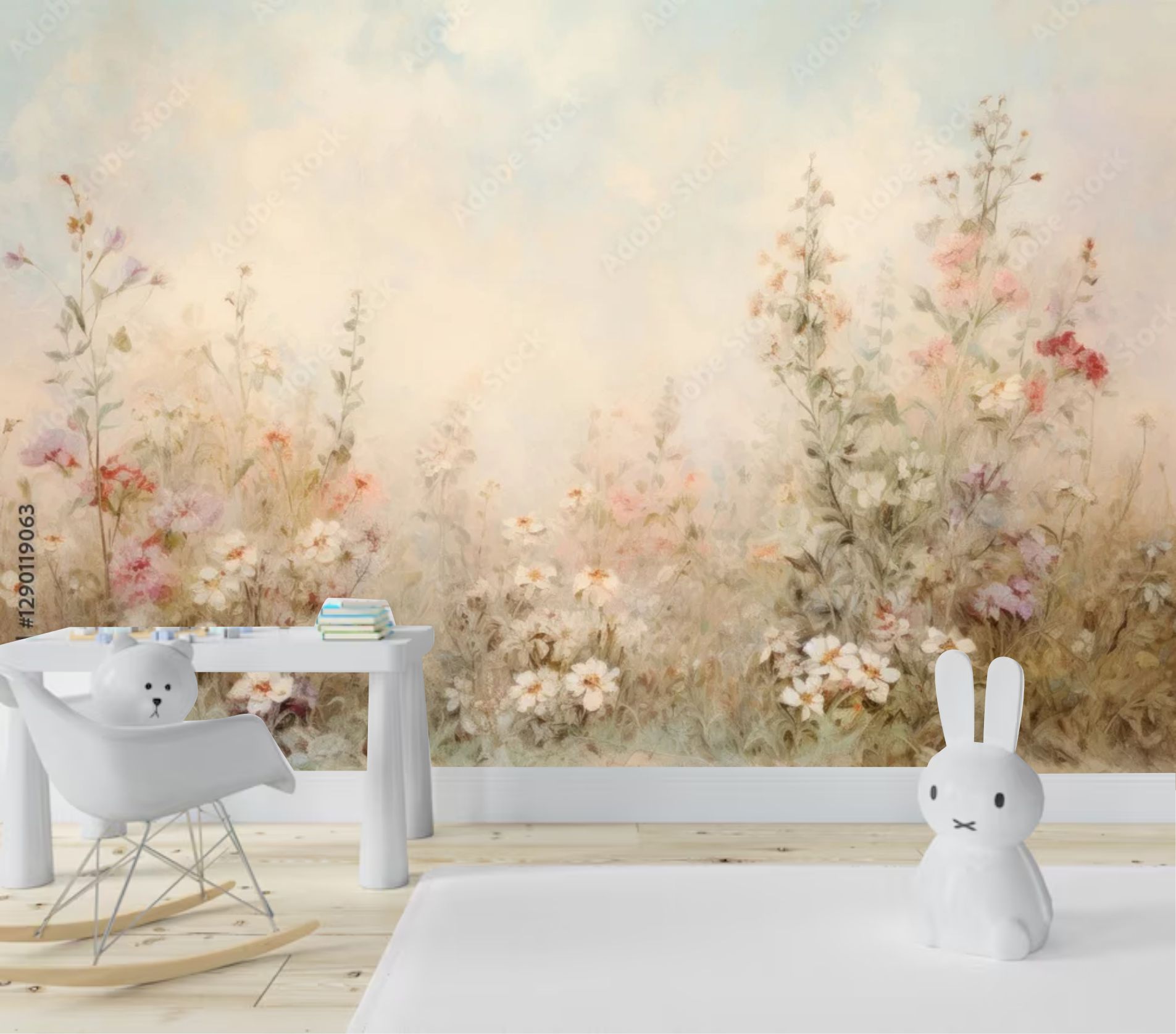PAPEL PAREDE JARDIM VINTAGEM COM FLORES E ROSAS