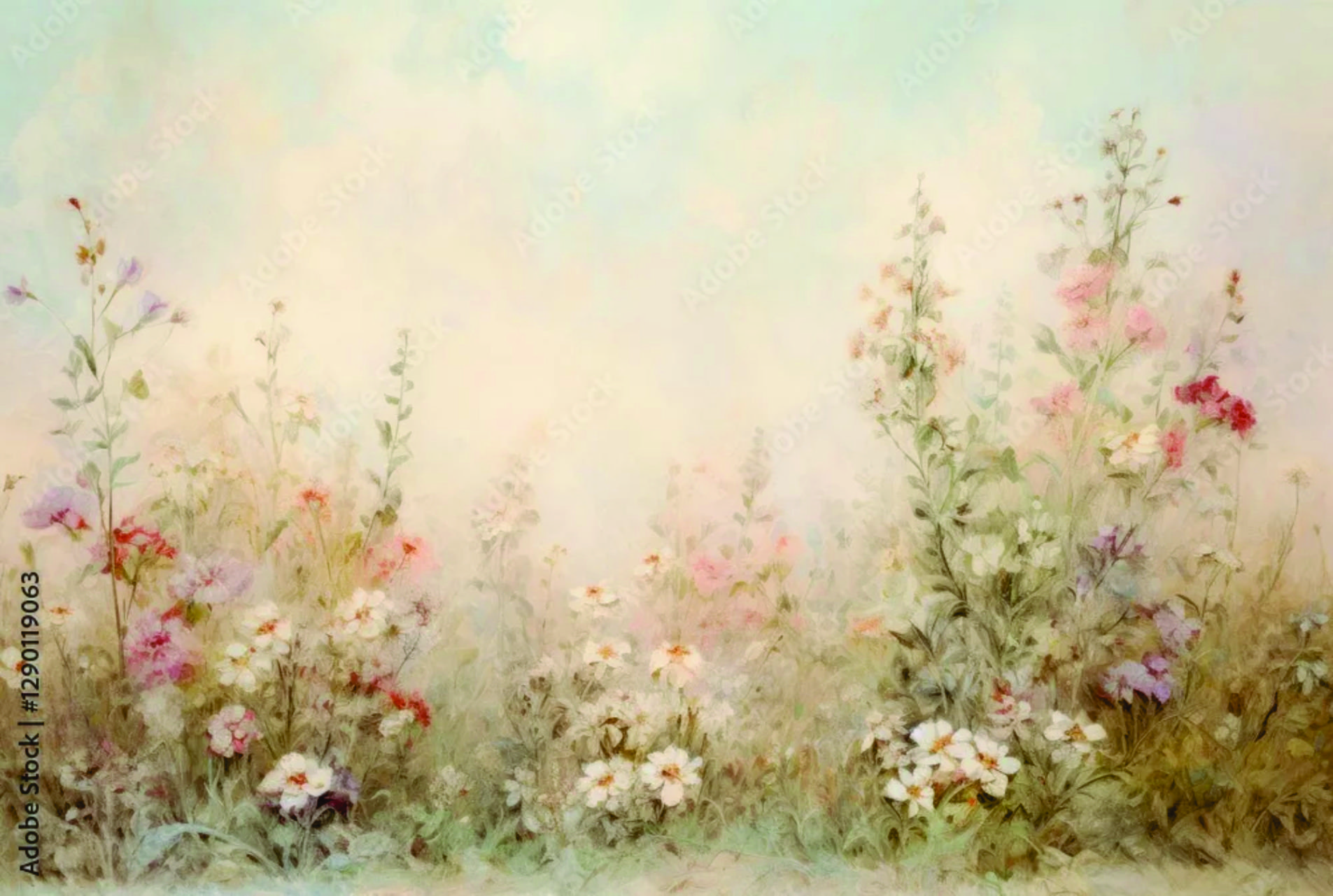 PAPEL PAREDE JARDIM VINTAGEM COM FLORES E ROSAS