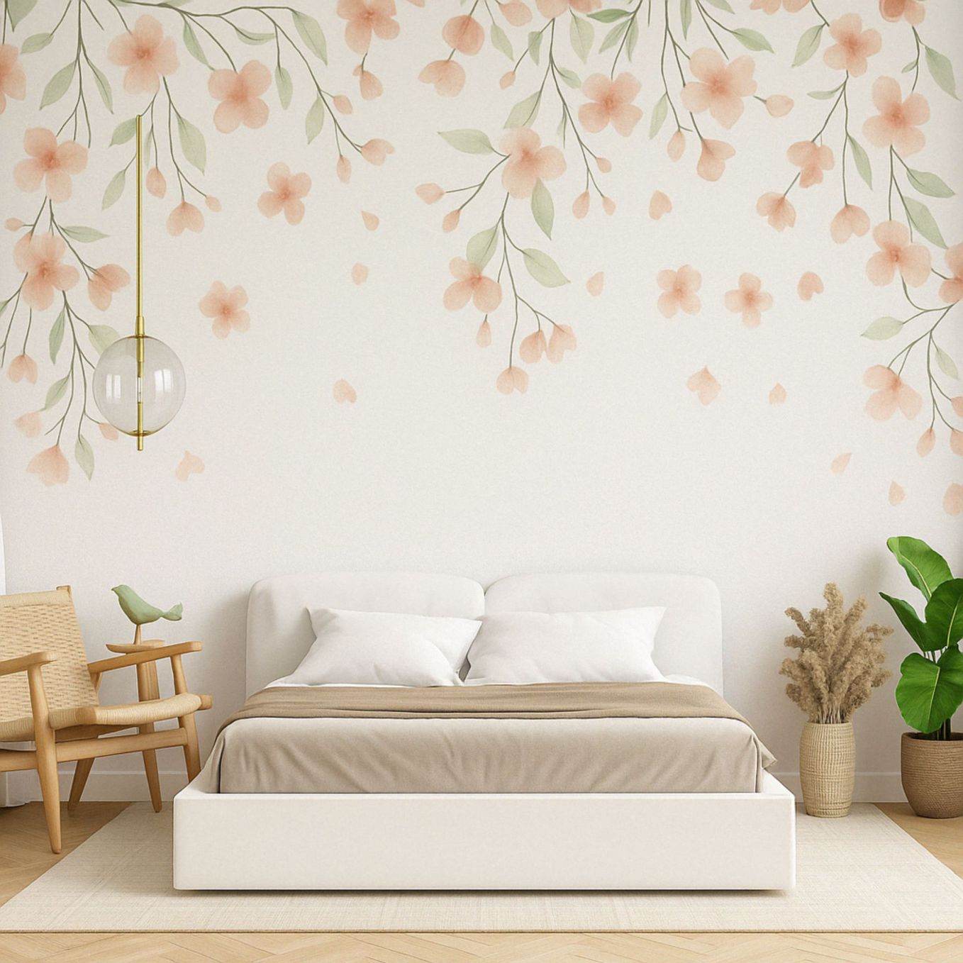 PAPEL DE PAREDE FLORAL FLORES CAINDO AQUARELA