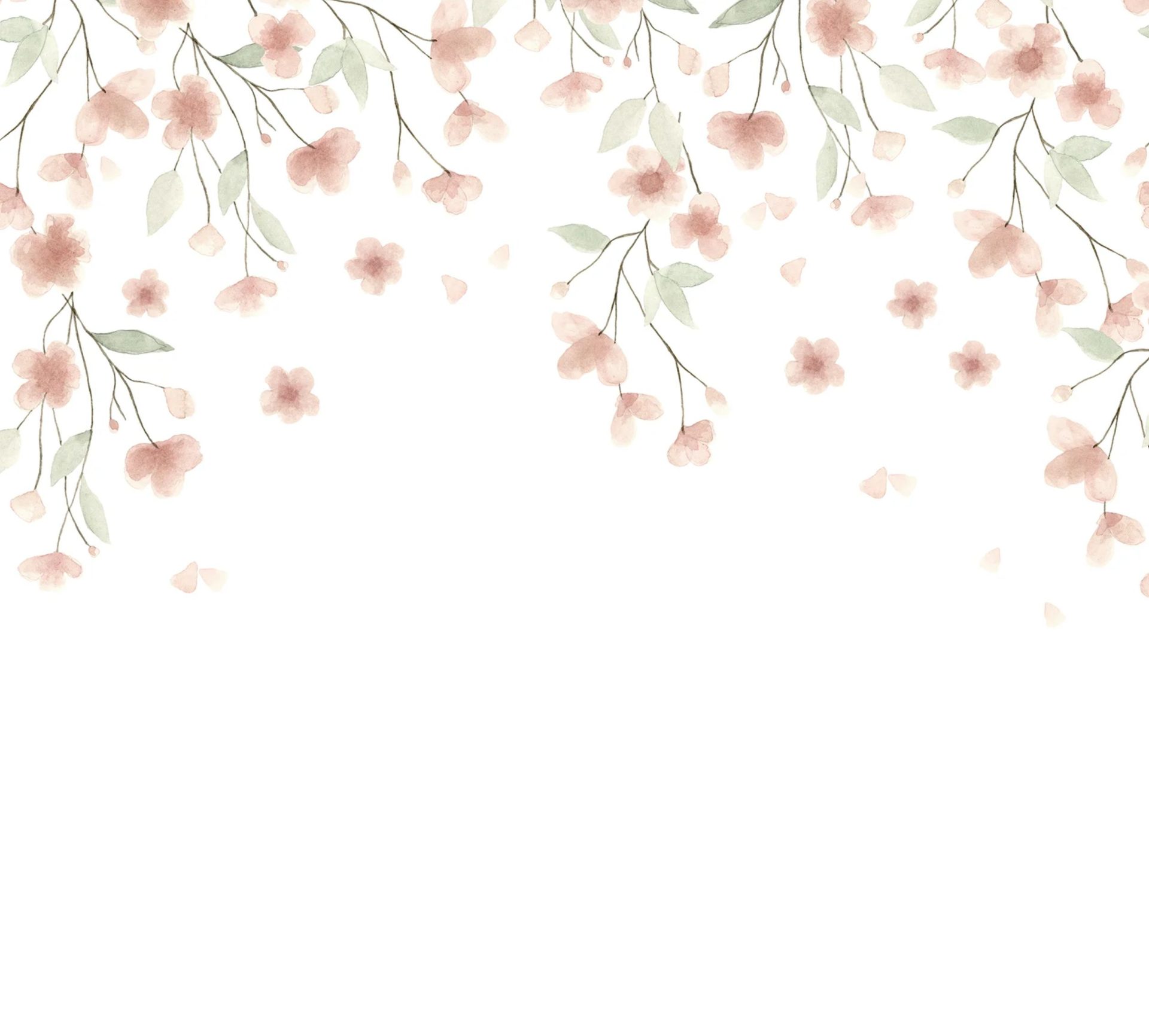 PAPEL DE PAREDE FLORAL FLORES CAINDO AQUARELA