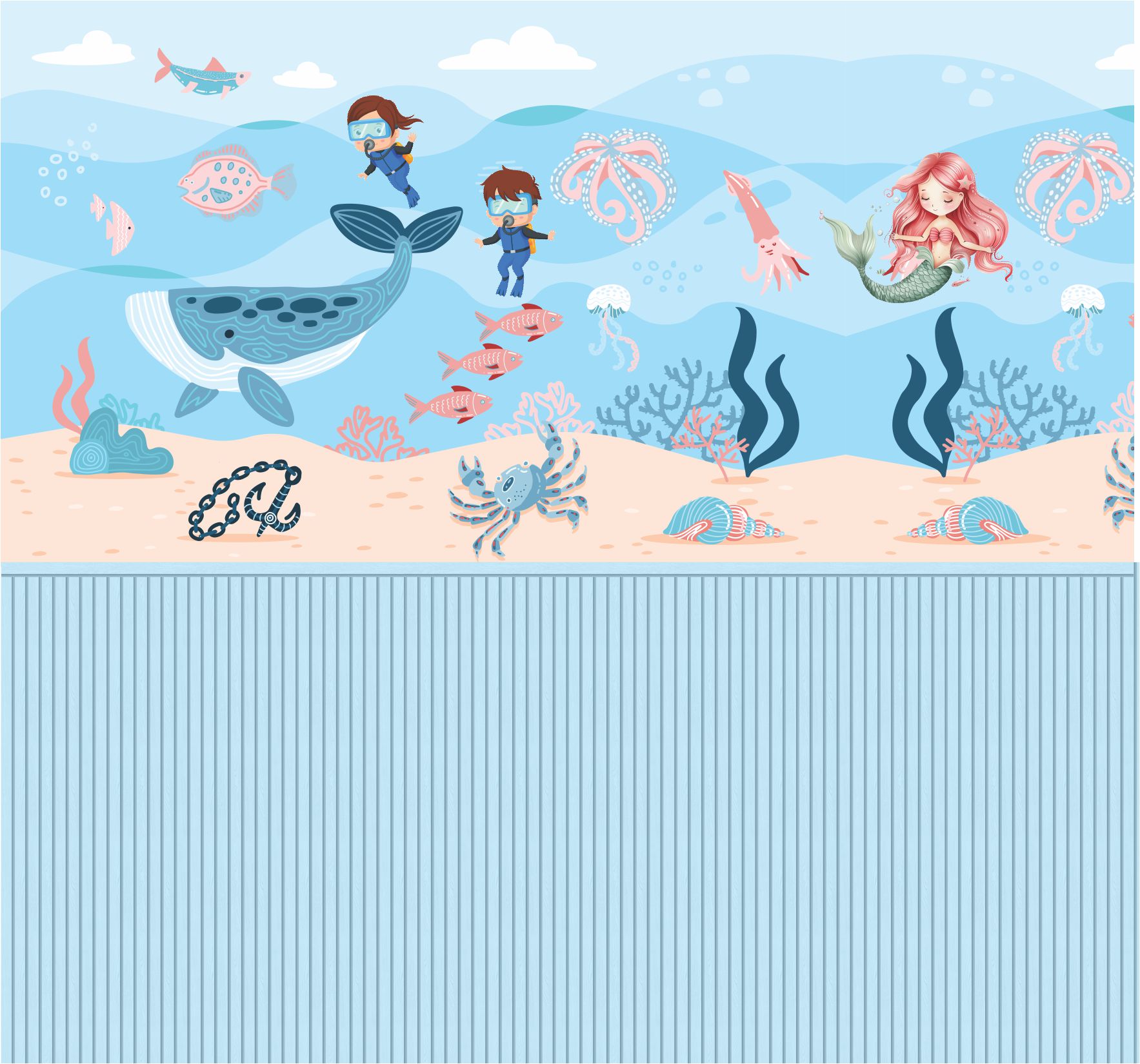PAPEL DE PAREDE FUNDO DO MAR COM IRMÃOS MERGULHADORES