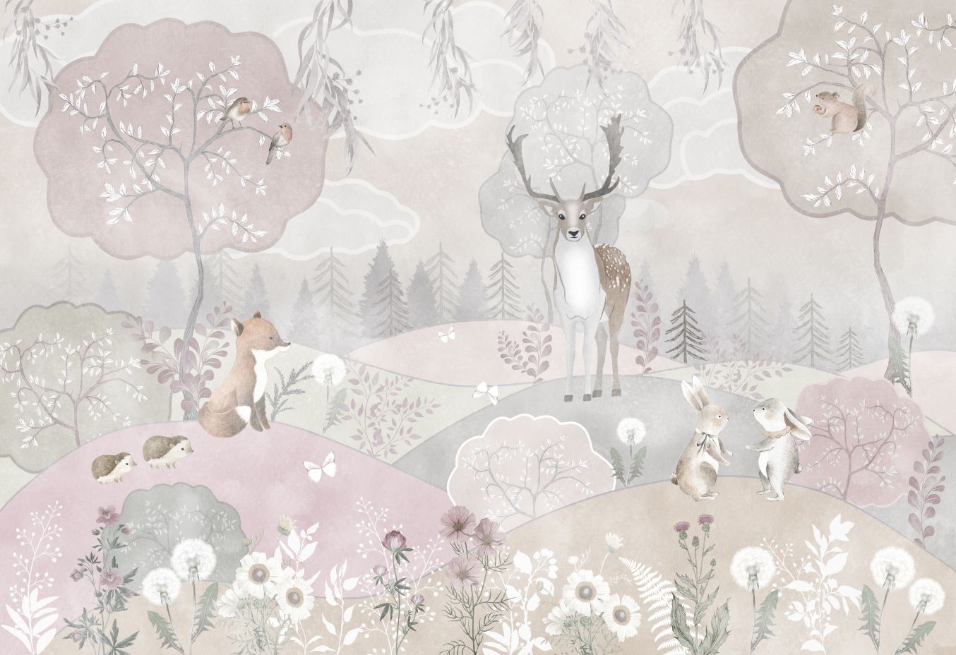PAPEL PAREDE FLORESTA CAND COLOR AQUARELA