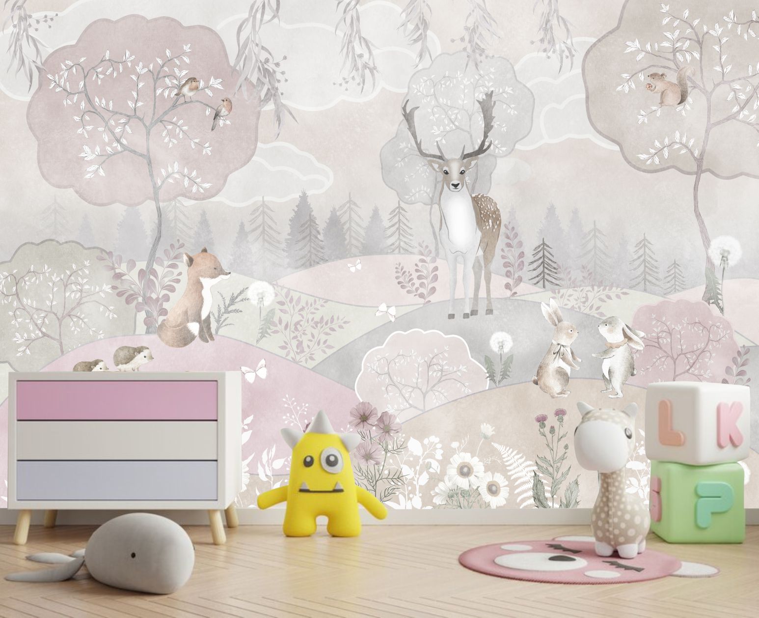 PAPEL PAREDE FLORESTA CAND COLOR AQUARELA