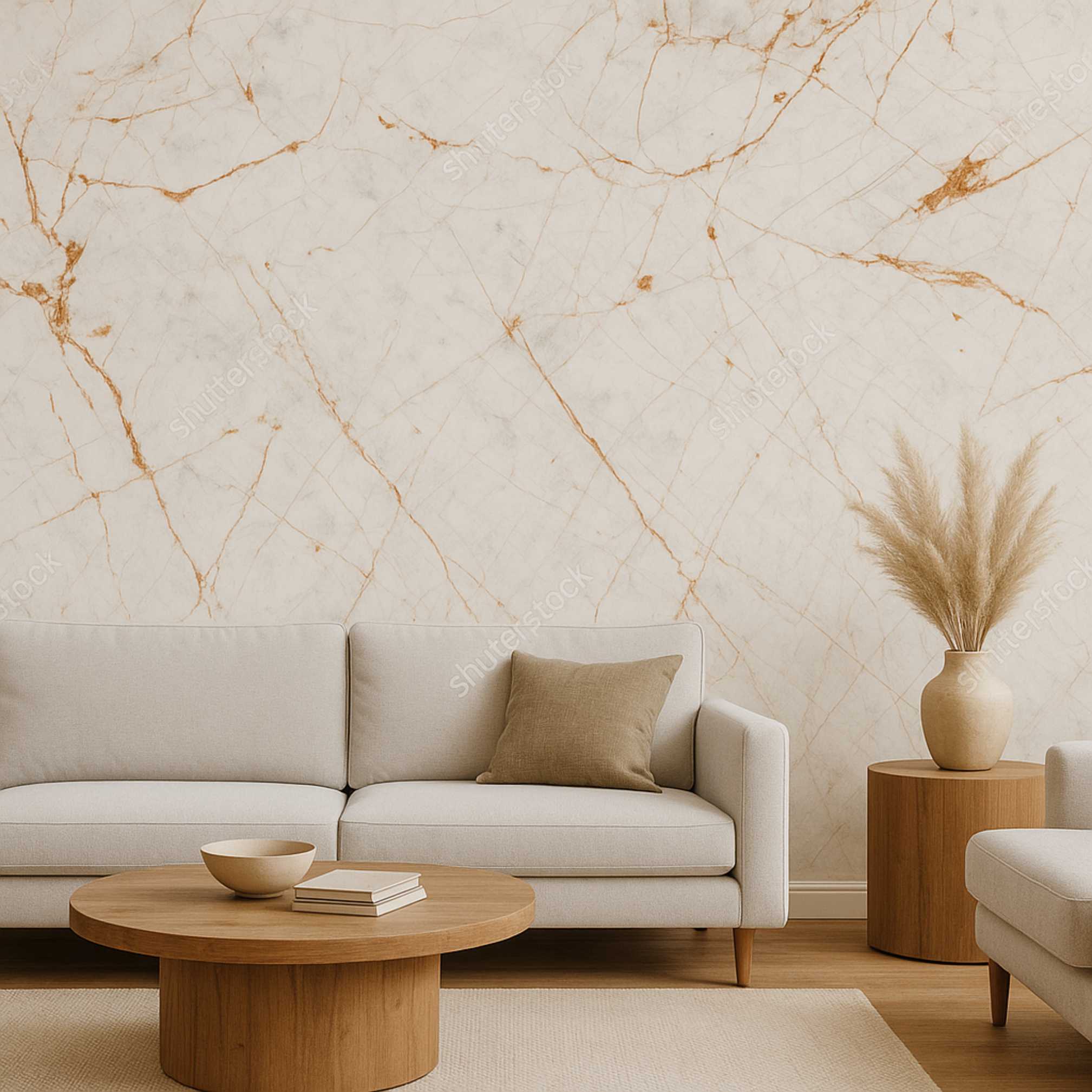 PAPEL PAREDE MARMORE CALACATA BRANCO DOURADO