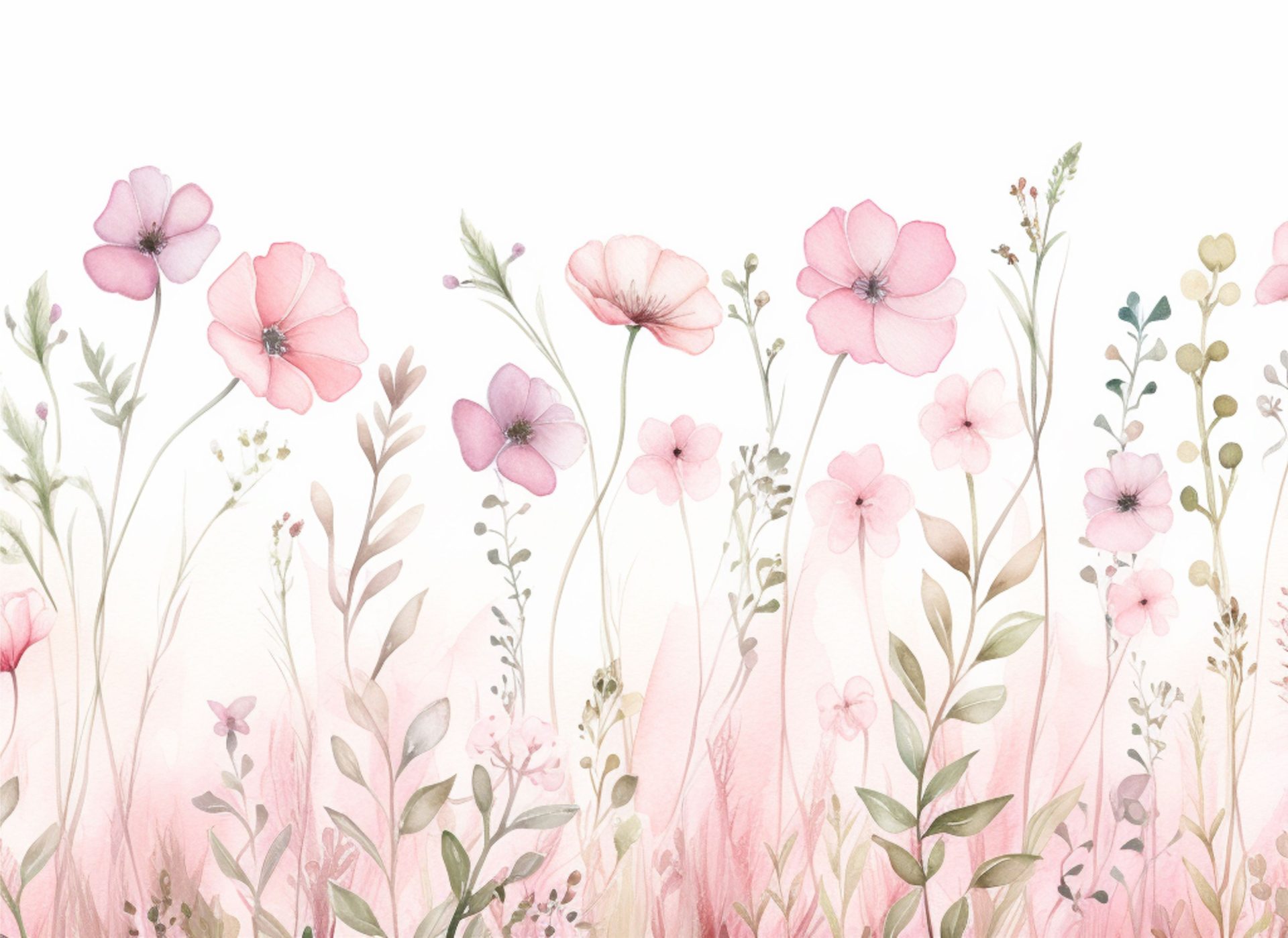PAPEL DE PAREDE FLORES AQUARELA PARA QUARTO