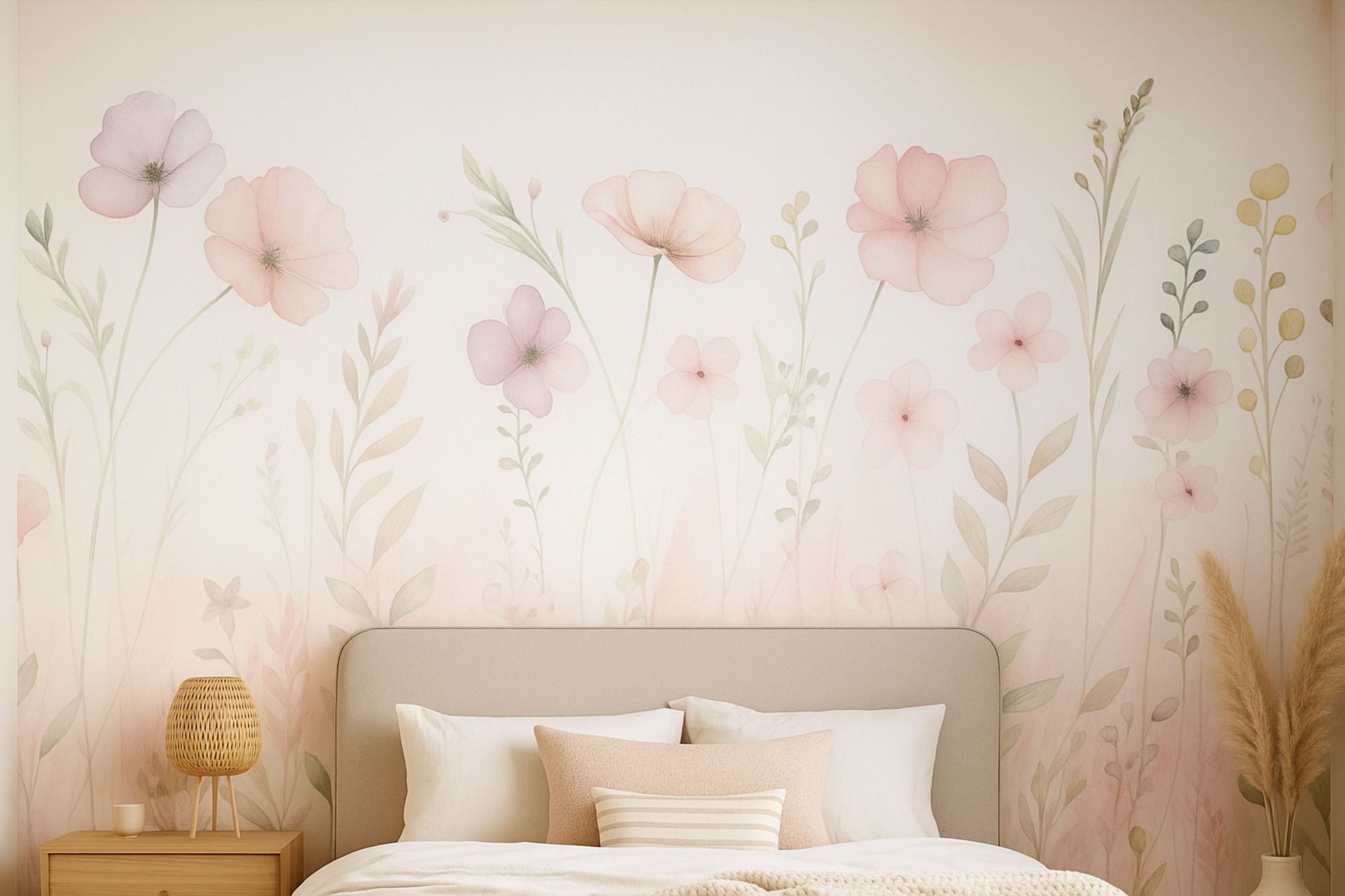 PAPEL DE PAREDE FLORES AQUARELA PARA QUARTO