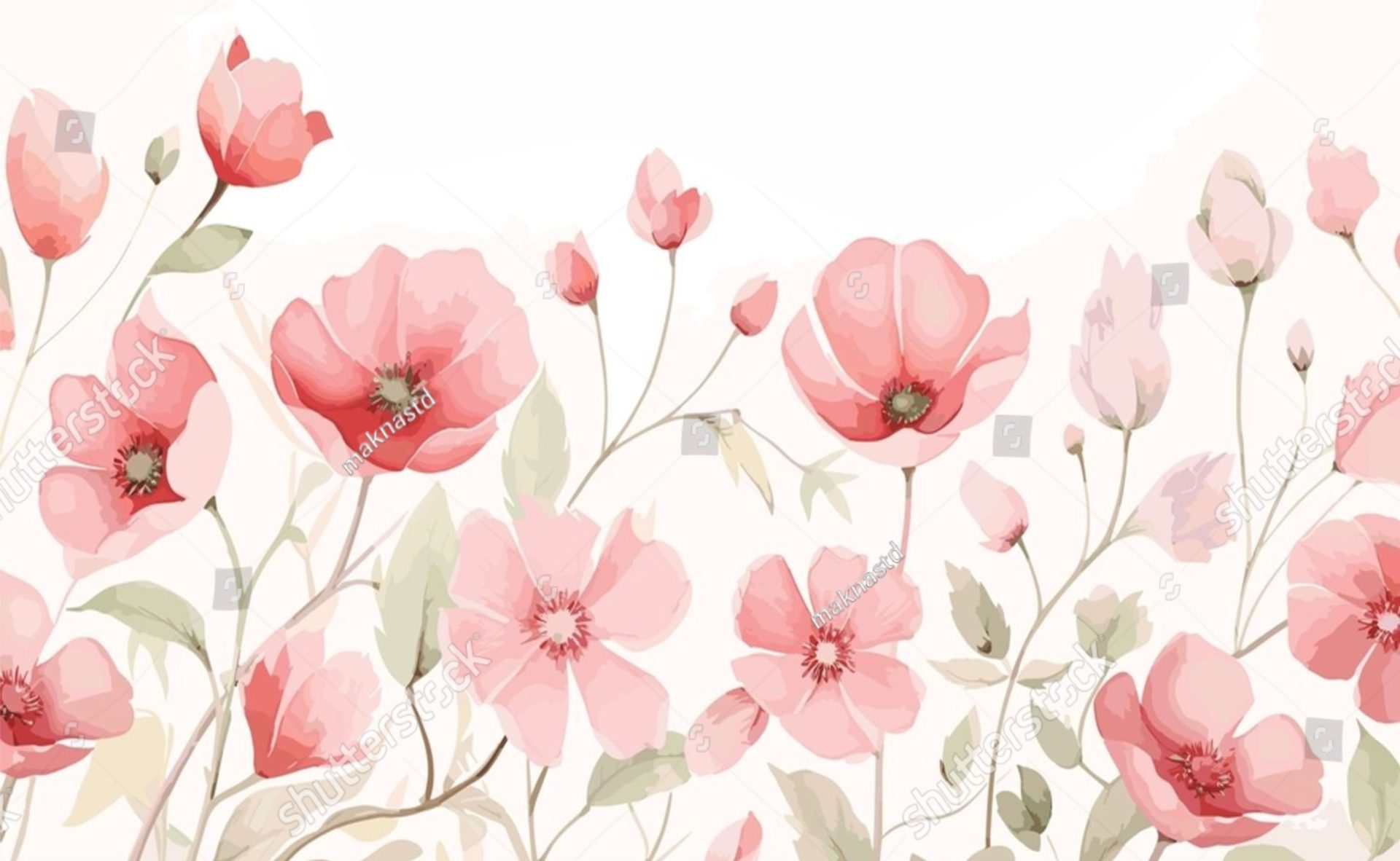 PAPEL DE PAREDE FLORES ROSAS AQUARELA