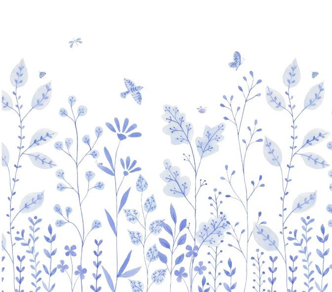 PAPEL PAREDE FLORAL ARABESCO TONS DE AZUL
