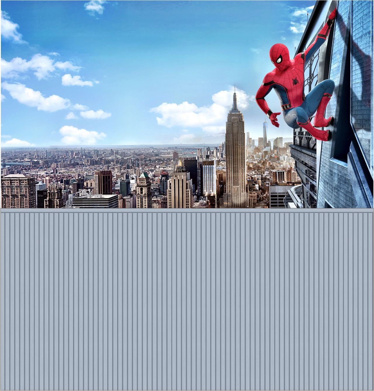 PAPEL DE PAREDE HOMEM ARANHA COM RIPADO IMITANDO MADEIRA AZUL