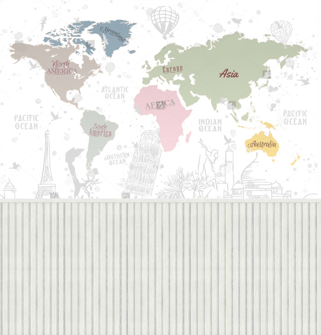 PAPEL PAREDE MAPA MUNDI PARIS ROMA ITALIA COM RIPADO